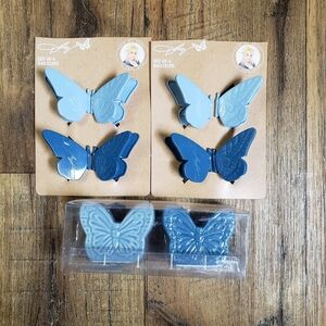 8 Blue Dolly Parton Butterfly Bag Clips & Salt & Pepper Shakers